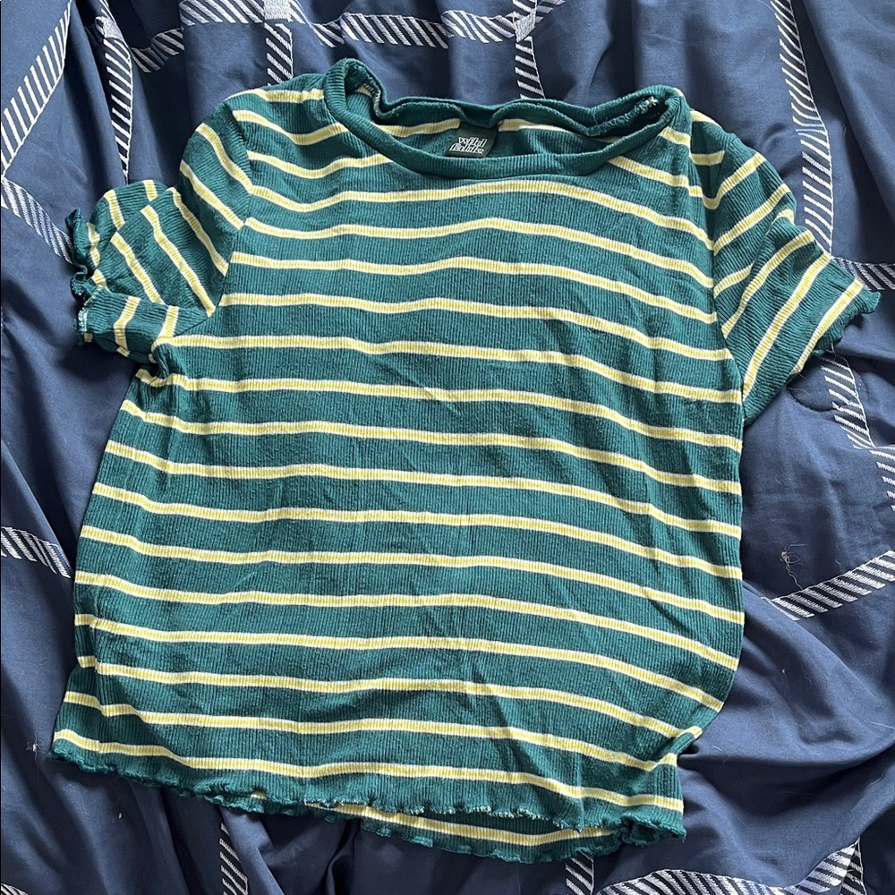 Wild Fable Green and Yellow Striped Tee